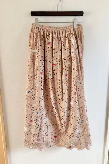 프랑슈리페 인도 면 자수 레이스 롱 스커트 액세서리 스커트
