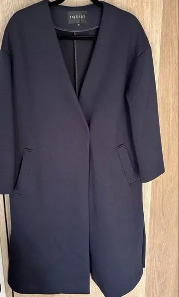 INDIVI 노카라 자켓 38 네이비