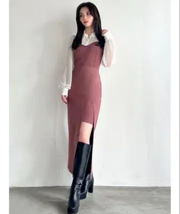 RESEXXY 셔츠 도킹 니트 원피스