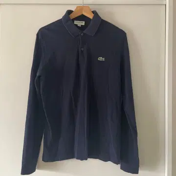 LACOSTE 네이비 슬림핏 피케 셔츠 긴팔 일본제