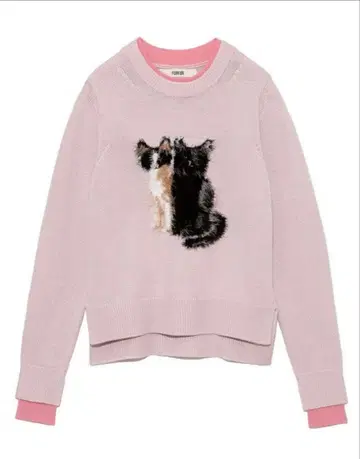 캣 자카드 스웨터 FURFU 니트 핑크