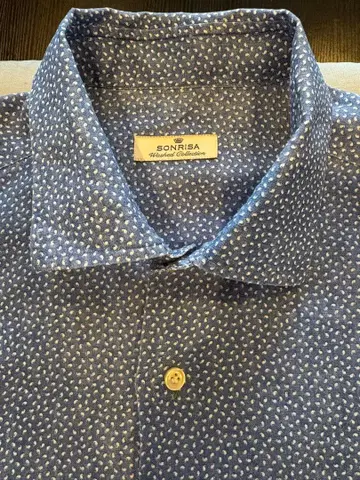 SONRISA /  / 파랑 바탕에 화이트 도트 무늬 긴팔 셔츠