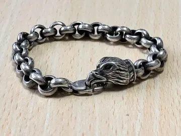 독수리 머리 디자인 실버 팔찌 약 20cm