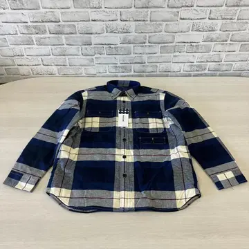 네이비 그레이 체크 긴팔 셔츠