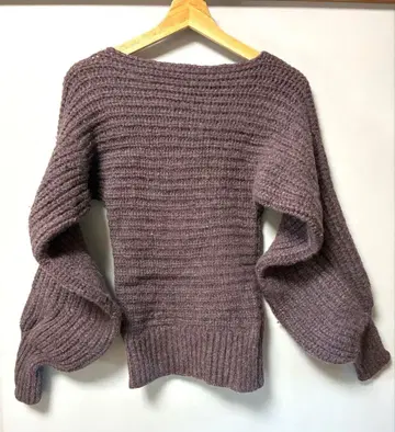 벌룬 슬리브 니트 스웨터 그레이쉬 퍼플