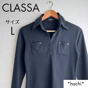 CLASSA 클라사 티셔츠 L 블랙 긴팔 카라 부착 심플