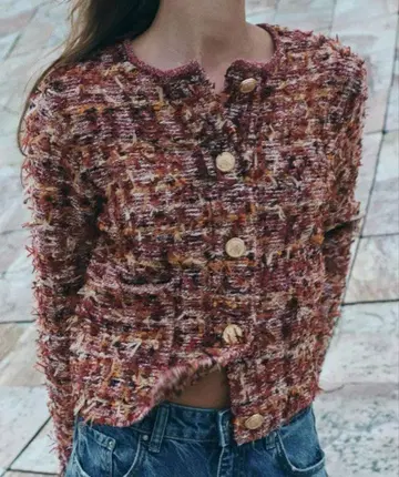 새상품급 ZARA 텍스처 니트 가디건 S 버건디