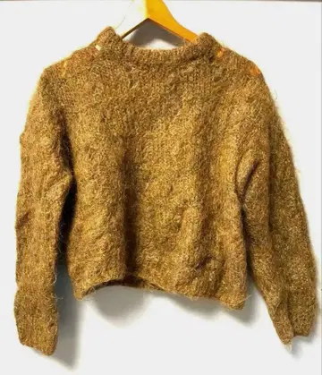 빈티지 모헤어 스웨터 라메 믹스 손뜨개질 긴팔 니트