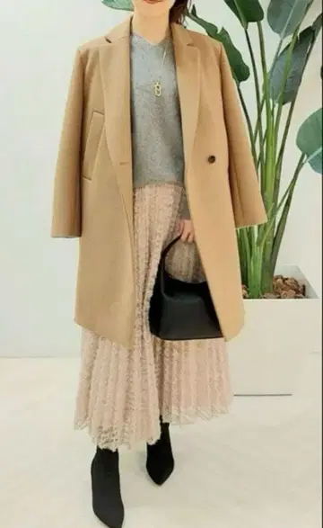 컨디션 최상! UNTITLED 울 카멜 더블 버튼 체스터 코트 사이즈 2