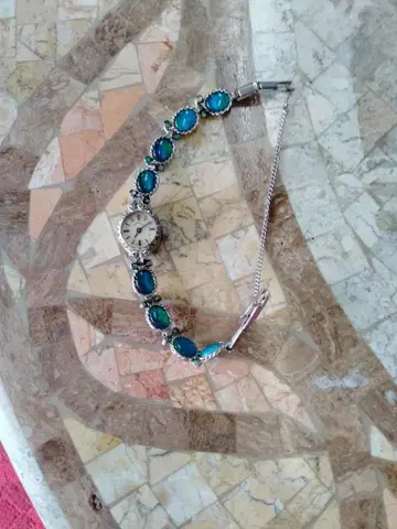 클래식 수동 와인딩 시계 청록색 스톤