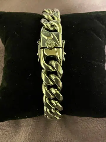 남녀 공용 스테인리스 스틸 체인 팔찌 약 20cm 미러 면 마감