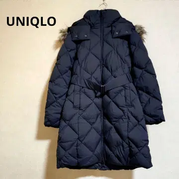 여성용 M 올드 유니클로 퀼트 다운 코트 블랙