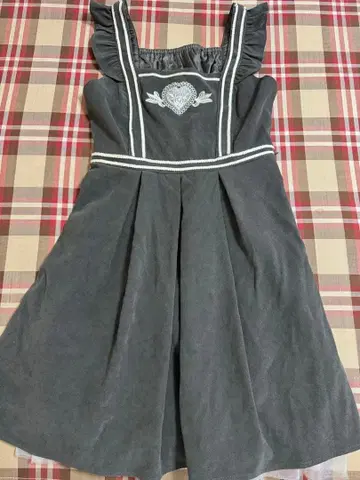 시크릿허니 하트 자수 오버롤 스커트