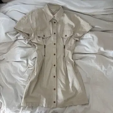 Moussy 베이지 반팔 셔츠 원피스 S