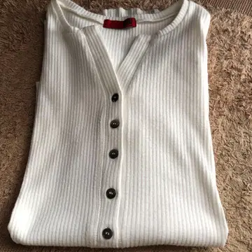 RCW 화이트 리브 긴팔 T셔츠