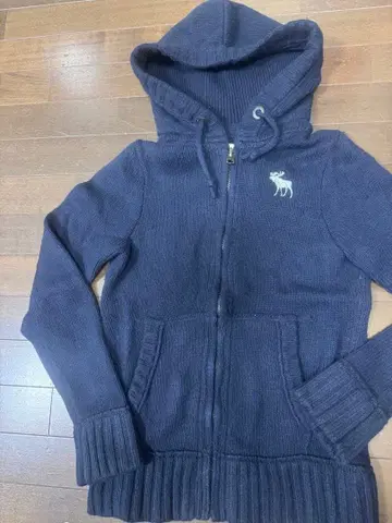 Abercrombie & Fitch 네이비 니트 두꺼운 원단 후드티 S