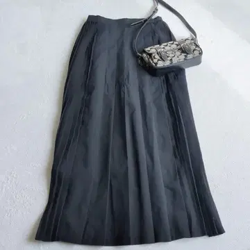 페이지 보이 롱 플리츠 스커트 턱 플레어 모드 캐주얼 F