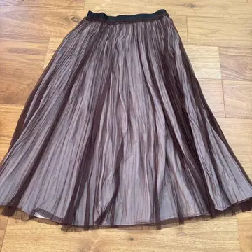 브라운 플리츠 스커트 허리 65~69
