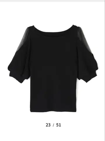 natural beauty basic 블랙 시스루 퍼프 슬리브