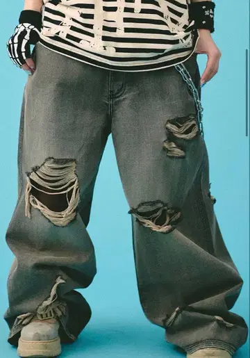 GALFY (갈피) G 로고 낡은 배기 데님 BROWN 대형견