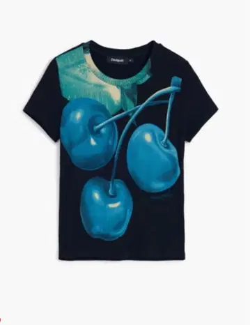 desigual 체리 그래픽 T셔츠 네이비