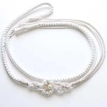 새상품 허리띠 후리소데용 펄 화이트 계열 성인식 사전 촬영용