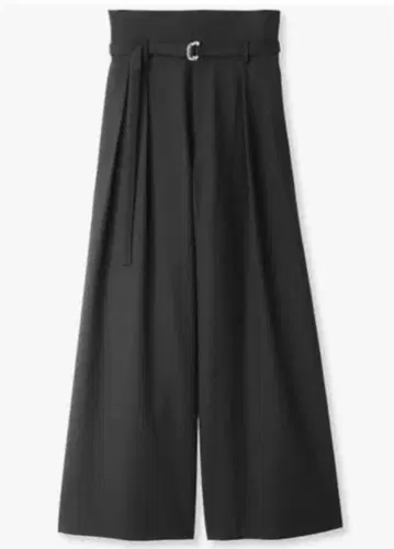 택 포함 새상품 FRAY I.D 블랙 1 벨트 포함 턱 와이드 팬츠