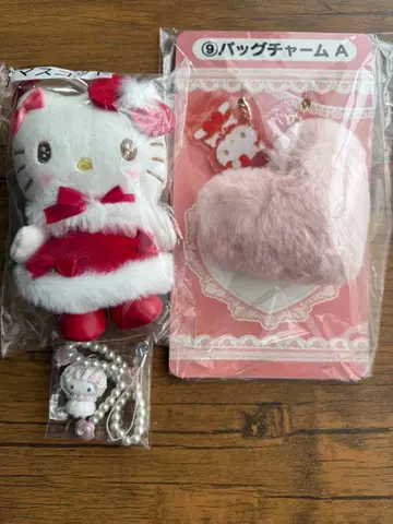 헬로키티 제일복권 마스코트 백참 프릴 3세트