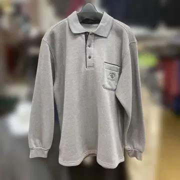 속기모 남성용 긴팔 피케 셔츠 그레이 계열 원포인트 포켓 빅 사이즈