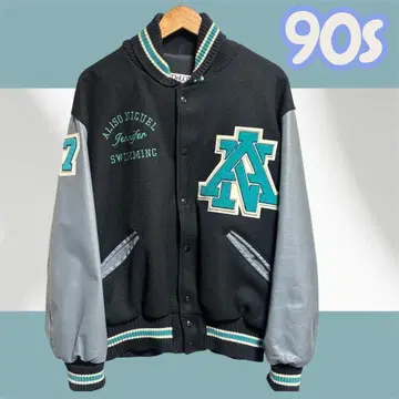 DeLONG 90s 바시티 자켓 U 사이즈 블랙/그레이