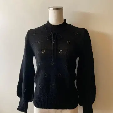 빈티지 블랙 하이넥 니트 스웨터 60s 70s