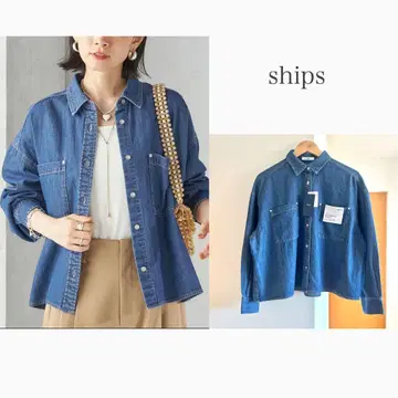 [ 새상품급 ] 라이트온스 데님 숏 셔츠 ships