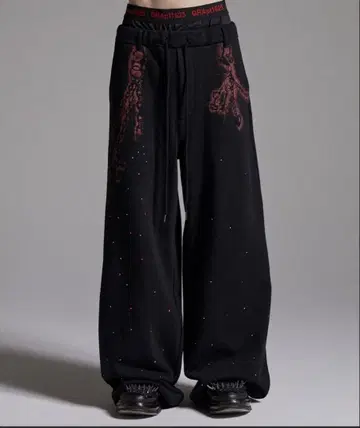 [ GRANCY ] 큐빅 디자인 레이어드 스웨트 팬츠 S