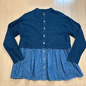 45R 데님 x 울퉁불퉁 천축 블라우스