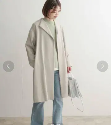 어반 리서치 봄 노카라 코트 아우터 더블 크로스 가운 코트 그레이