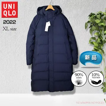 [ 새상품 ] 유니클로 심리스 다운 롱 코트 네이비 XL
