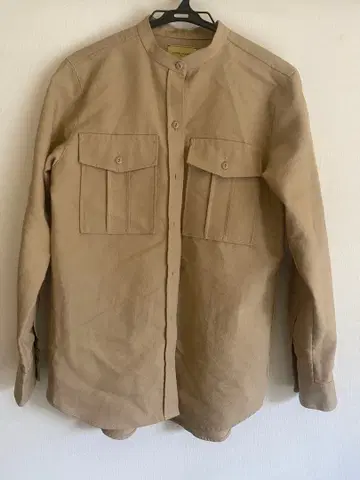 United Arrows 베이지 밴드 카라 셔츠