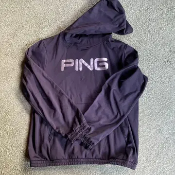 PING 후드 부착 스웨터 블랙