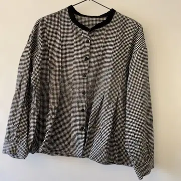 blue willow 깅엄 체크 패턴 버튼 달린 긴팔 셔츠