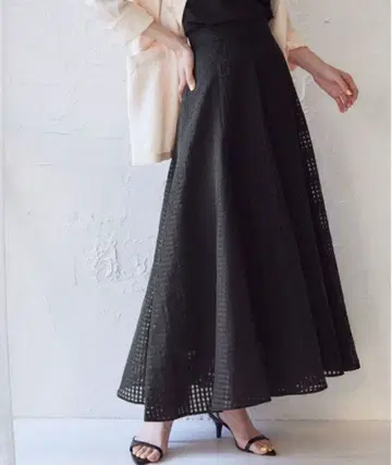 [ ur's ] 시어 깅엄 체크 플레어 스커트 S 사이즈 네이비 색