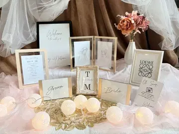 웰컴 스페이스 웨딩 결혼식 골드 프레임 멋진 한국 스타일