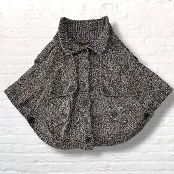 트라쪼돈나 어른스러운 니트 판초 믹스 그레이 버튼 프론트 오픈