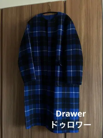 새상품급 드로어 리버서블 체크 코트