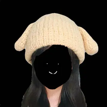 강아지 귀 니트 모자 늘어진 귀 니트 귀여운 토끼 귀