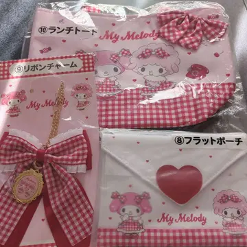 My Melody 런치 토트 리본 참 플랫 파우치 세트