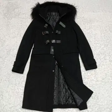 정가 7만 ANACHROVER 퍼 더플 코트 블랙 y2k 소가죽 벨트