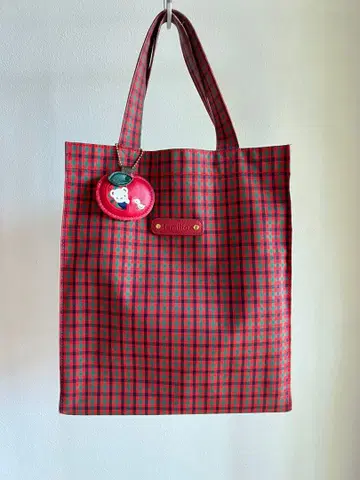 familiar 체크 무늬 토트백 (빨간색)