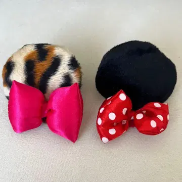 디즈니랜드 레오파드 무늬 미니 귀 똑딱 헤어핀