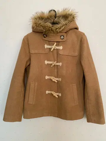 베이지 더플 코트 퍼 포함