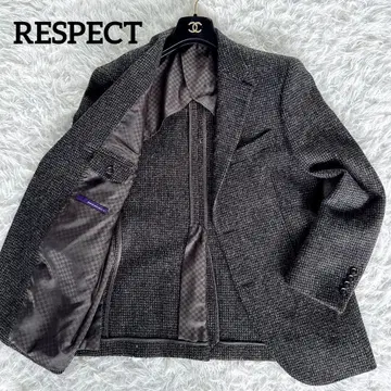 [ RESPECT ] HARRIS TWEED 원단 트위드 자켓 브라운 M